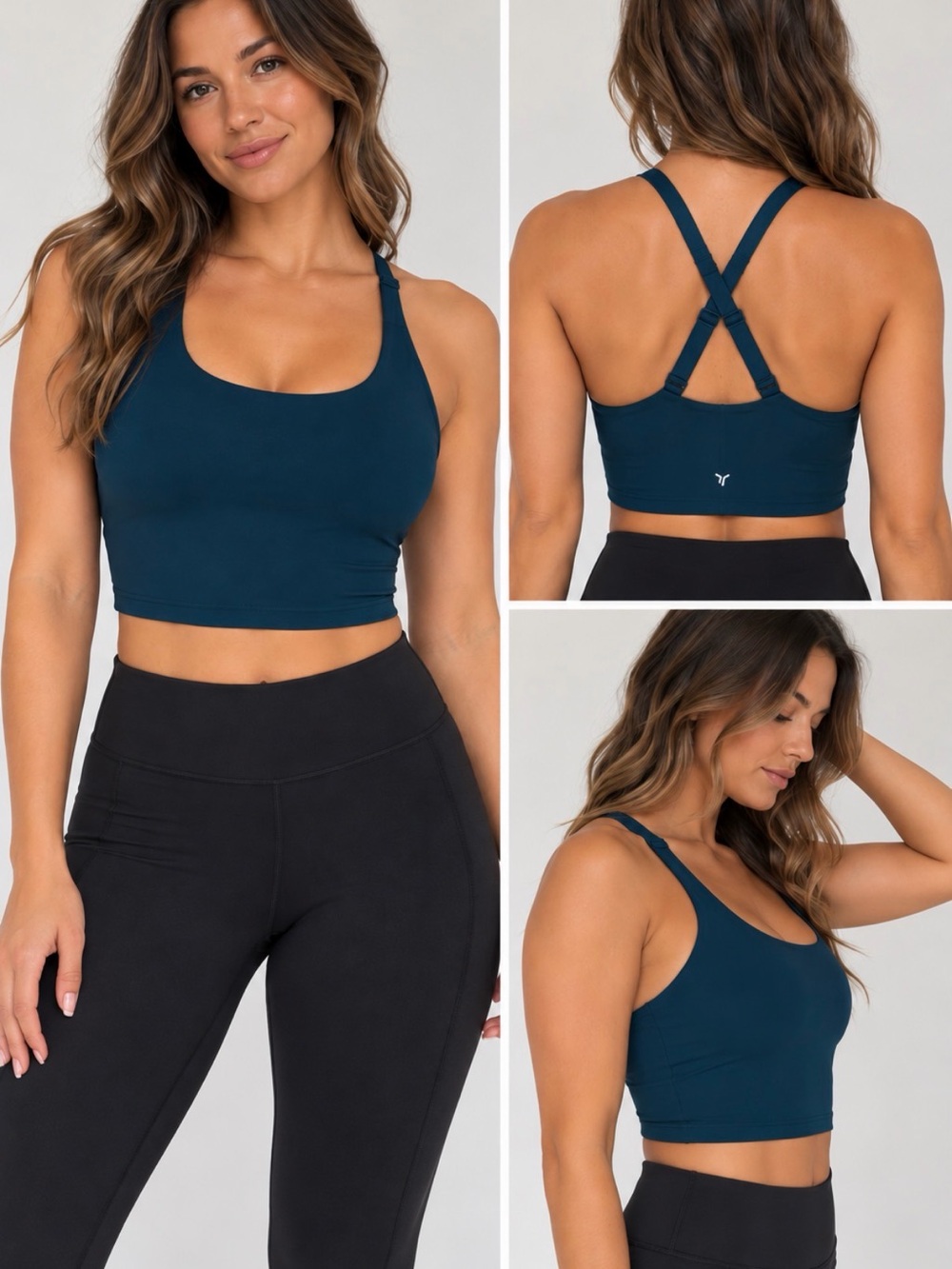 Old Navy Teal Scoop-Neck Cross-Back Sports Bralette
